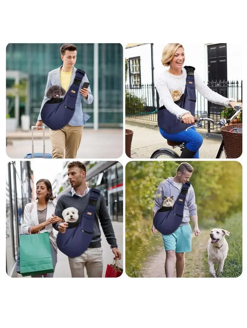 CUBY Dog and Cat Sling Carrier - Hands Free Reversible Pet Papoose Bag -